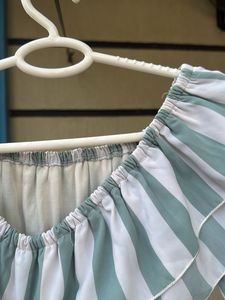 Striped Off-Shoulder Ruffle Dress