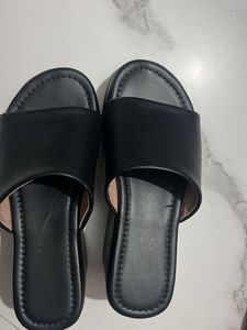 Stylish Black Slides Sandals 3.5 inch heel
