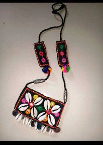 Boho Cowrie Shell &amp; Mirror Choker Set