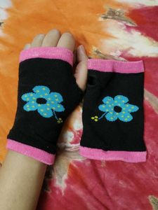 Cute Flower Print Fingerless Gloves