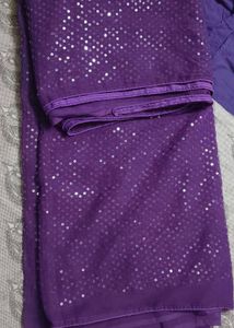 Purple Sequin Saree with Blouse