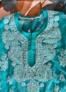 Elegant Aqua Chikankari Kurta
