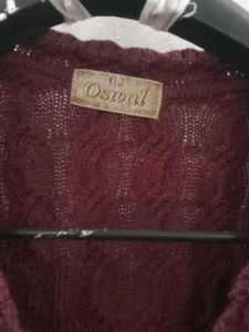 Burgundy Cable Knit Cardigan