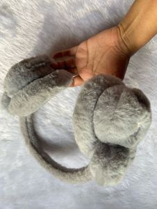 Fluffy Grey Bunny Ear Headband