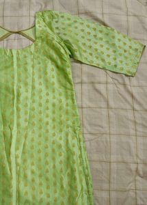 Vibrant Green Kurta with Gold Print