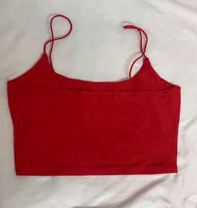 Red Spaghetti Strap Crop Top