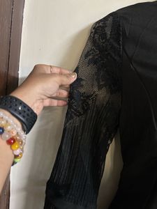 Elegant Black Lace Sleeve Dress