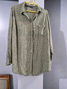 Green Printed Button-Up Shirt