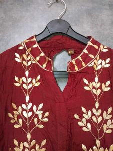 Maroon Embroidered ethnic gown