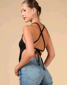 Black Tie-Back Halter Top