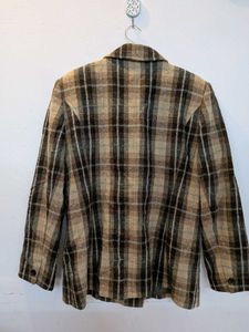 Tweed Plaid Double-Breasted Jacket