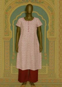 Pink Floral Print Kurta with Palazzo Pants