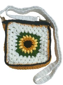 Handmade Crochet Sunflower Sling Bag