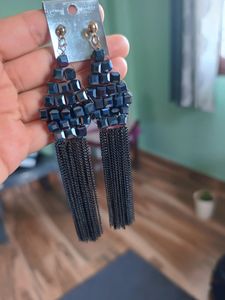 Stone Embedded Drop Earrings