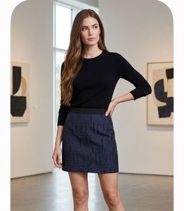 Navy Textured Mini Skirt