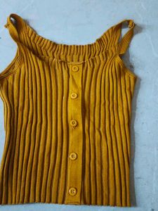 Ribbed Button-Front Tank Top