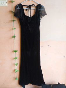 ❤️Size XS to L Elegant Black Velvet Midi Dress
