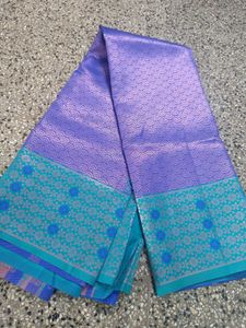 Beautiful blue Saree with Teal Border