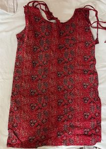 Red Printed Dori Kurti