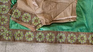 beautiful parrot green and pista sari with blouse