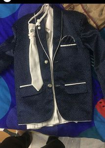 Blue Velvet Coat Set