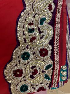 Red saree with beautiful zardozi work n heavy wor