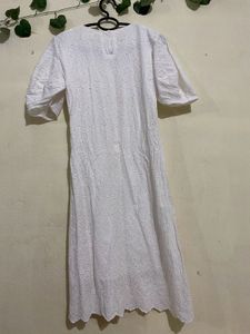 Chic White Broderie Midi Dress