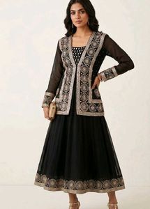 Black anarkali Kurti Set with Jacket