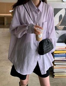 Oversized Lavender Button-Down Shirt