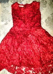 Elegant Red Floral Cocktail Dress
