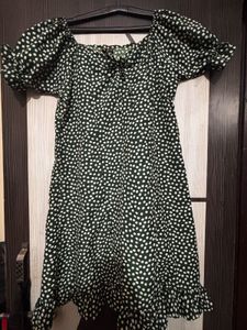 Chic Polka Dot Mini Dress knee length