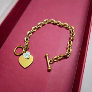 Chunky Gold Heart Locks Anti Tarnish Bracelet