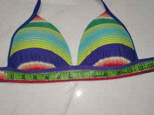 Colorful Striped Bikini Top S