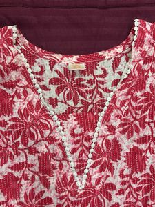 Red Floral Print Kurta