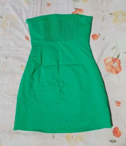 Green Strapless mini dress