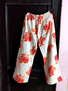 Floral Print Cotton Palazzo Pants
