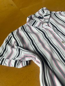Striped Button-Up Shirt korean style