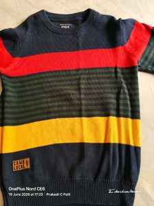 New 8-9 Yrs Kids Sweatshirt (Stripped Multicolor)
