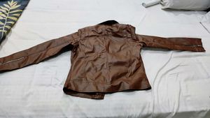 Brown Faux Leather Biker Jacket