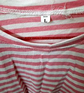 Pink Striped Short Sleeve T-Shirt