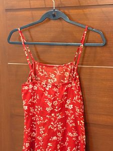 Red Floral Print Mini Dress