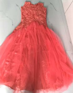Stunning Coral Lace & Tulle Gown