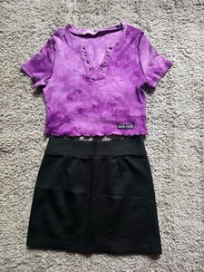 Purple Tie-Dye Cropped Top