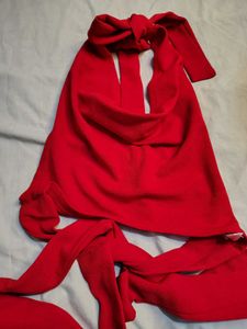Sexy Red Halter Neck Crop Top