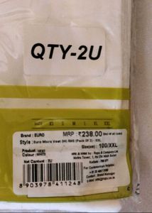Pack Of Two Euro Cotton White Half Sleeves Vest