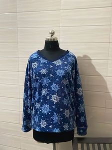 2xl Nautica Cozy Snowflake Print Long Sleeve Top