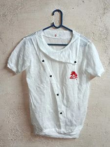White T-shirt with Palm Tree Graphic
