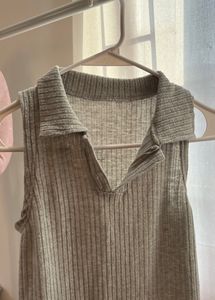 Grey Collar Top