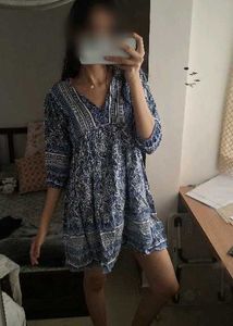 Blue Paisley Mini Dress