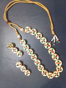 Green kundan back minakari Necklace